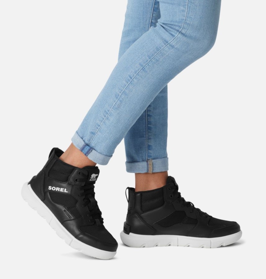 Women's Explorer Ii Sneaker Mid Black-White Sorel Australia