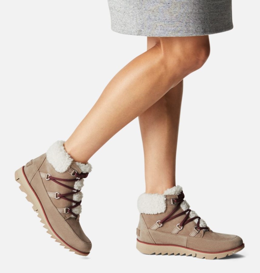 Women's Harlow Lace Cozy Bootie Omega Taupe-Ancient Fossil Sorel Australia