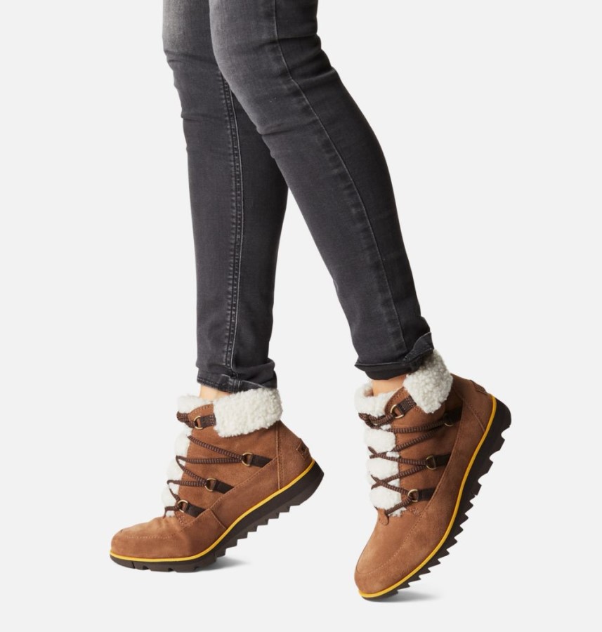 Women's Harlow Lace Cozy Bootie Sorel Australia Velvet Tan-Blackened Brown