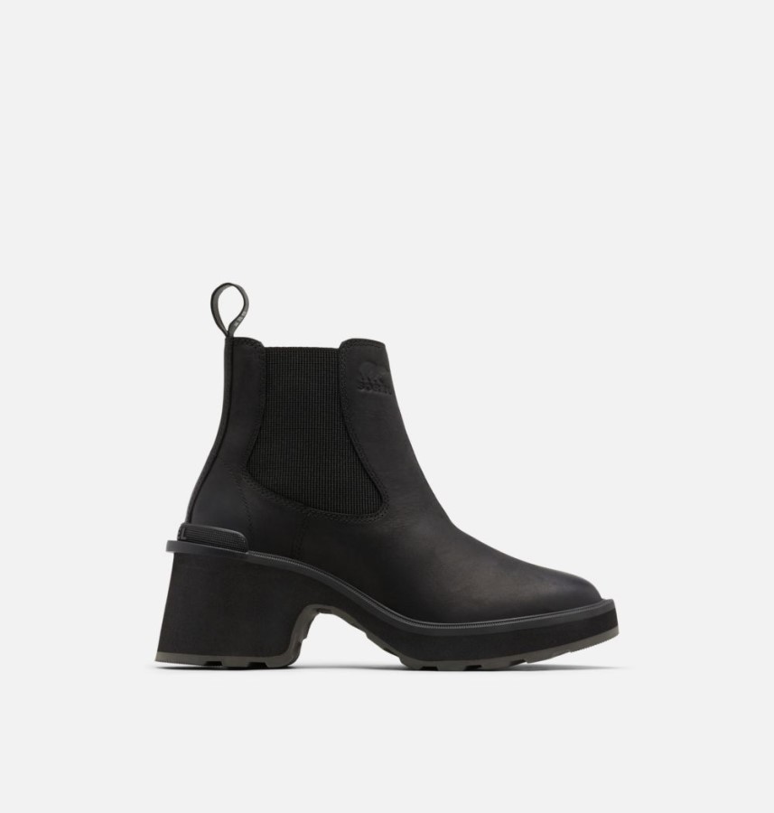 Women's Hi-Line Heel Chelsea Boot Black-Sea Salt Sorel Australia