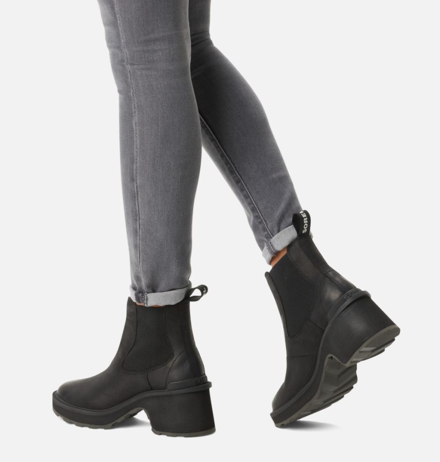 Women's Hi-Line Heel Chelsea Boot Black-Sea Salt Sorel Australia