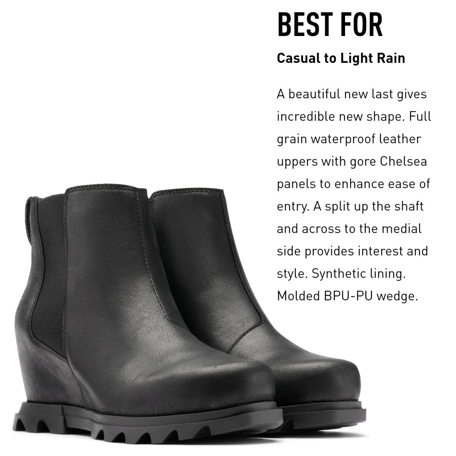 Women's Joan Of Arctic Wedge Iii Chelsea Boot Black-Sea Salt Sorel Australia