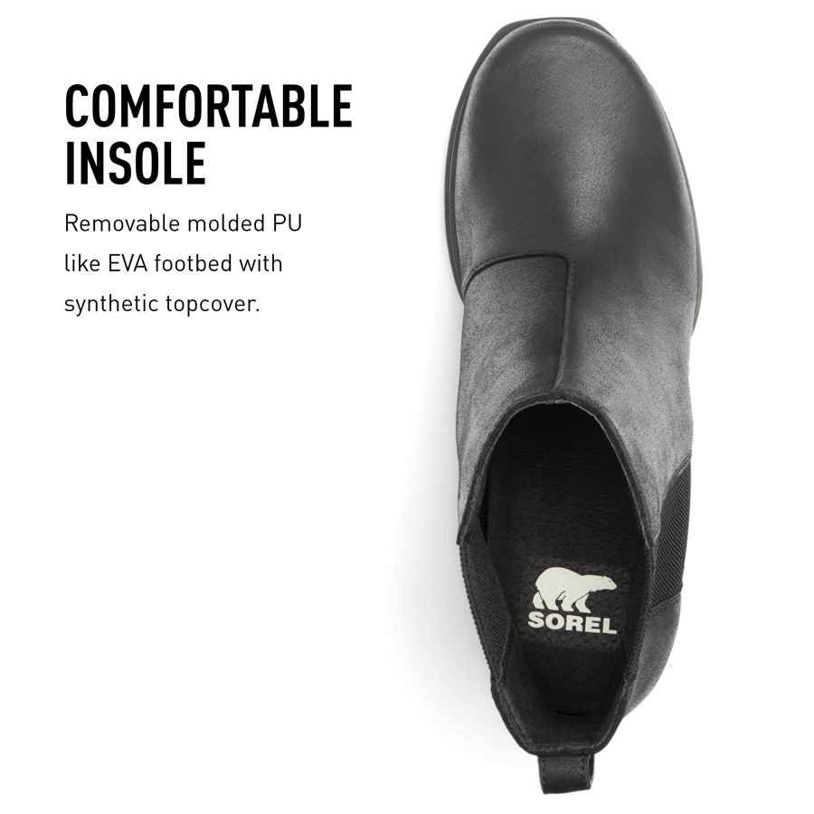 Women's Joan Of Arctic Wedge Iii Chelsea Boot Black-Sea Salt Sorel Australia