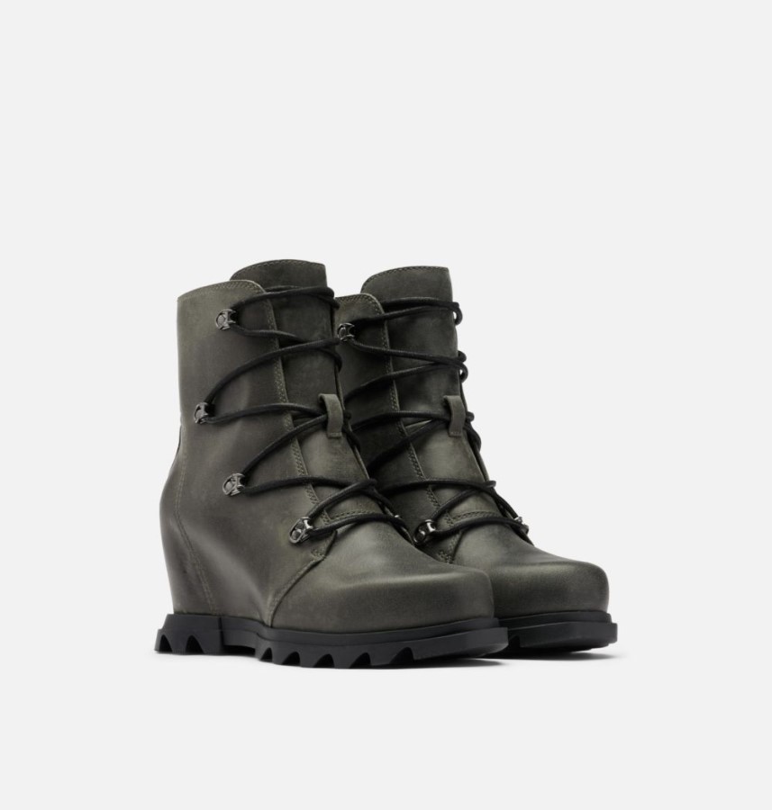 Women's Joan Of Arctic Wedge Iii Lace Bootie Quarry-Black Sorel Australia