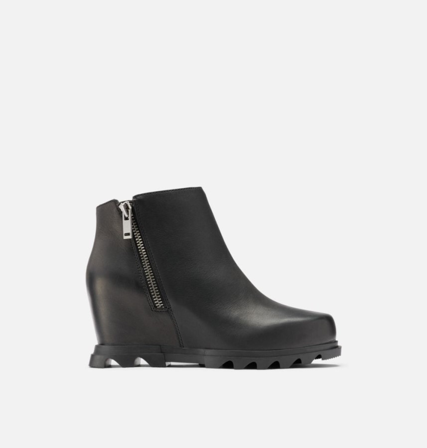 Women's Joan Of Arctic Wedge Iii Zip Wide Bootie Black-Sea Salt Sorel Australia
