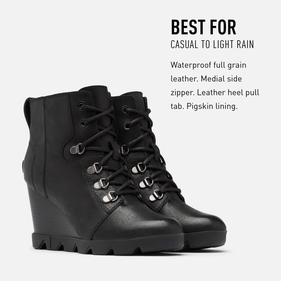 Women's Joan Uptown Lace Boot Rain Waterproof Black Sorel Australia