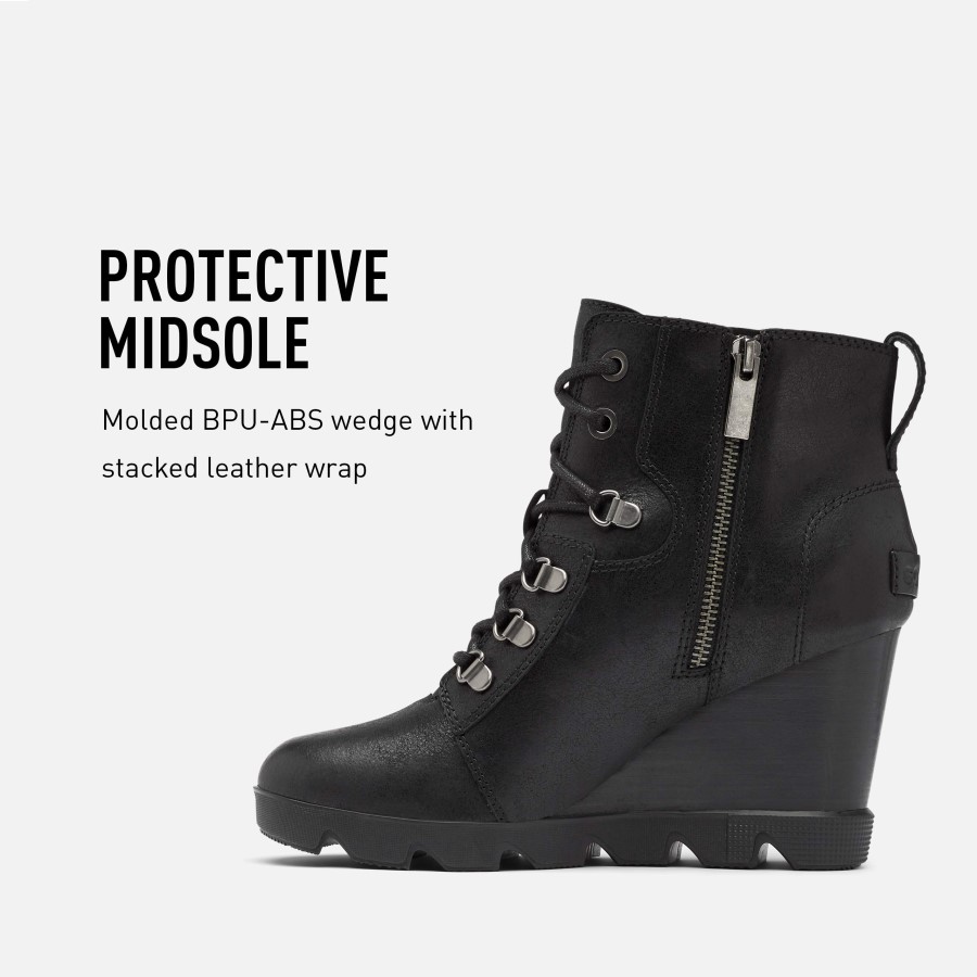 Women's Joan Uptown Lace Boot Rain Waterproof Black Sorel Australia
