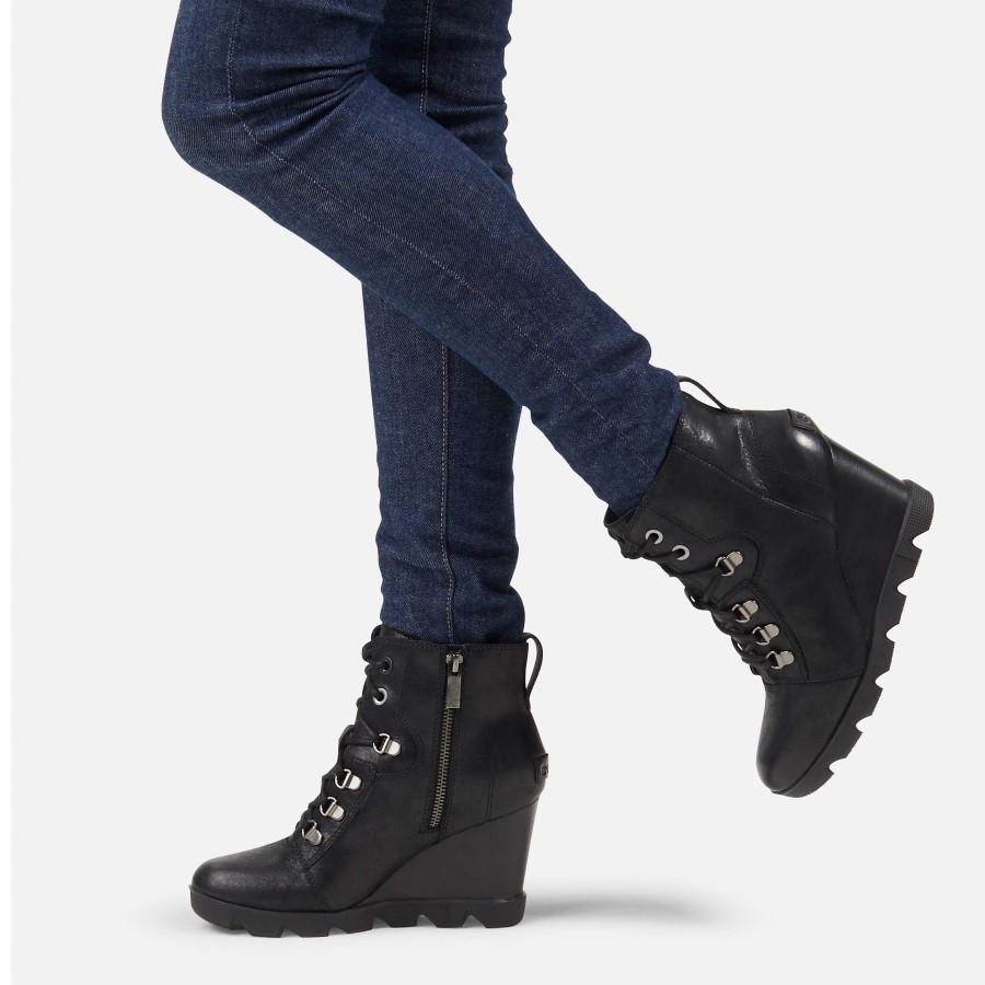 Women's Joan Uptown Lace Boot Rain Waterproof Black Sorel Australia