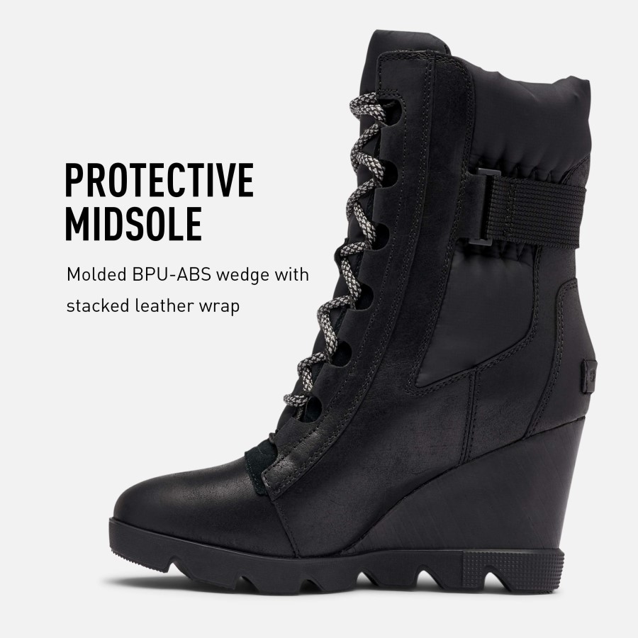 Women's Joan Uptown Mid Lace Boot Rain Waterproof Sorel Australia Black