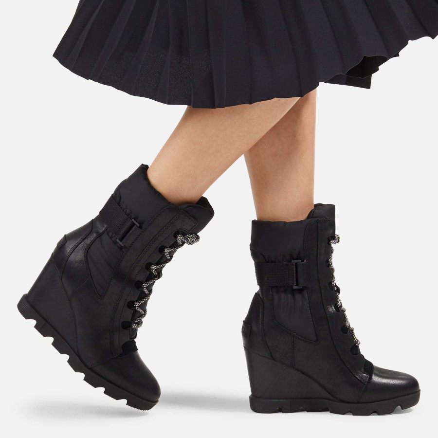 Women's Joan Uptown Mid Lace Boot Rain Waterproof Sorel Australia Black