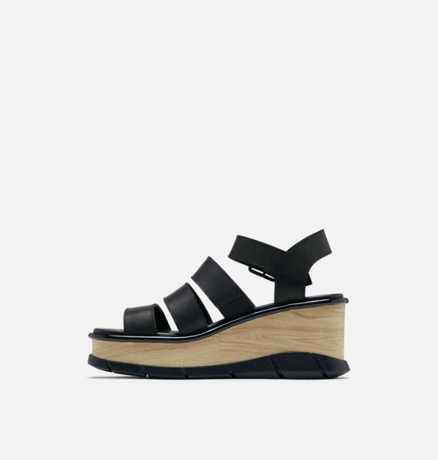 Women's Joanie Iii Ankle Strap Wedge Sandal Sorel Australia Black-Black
