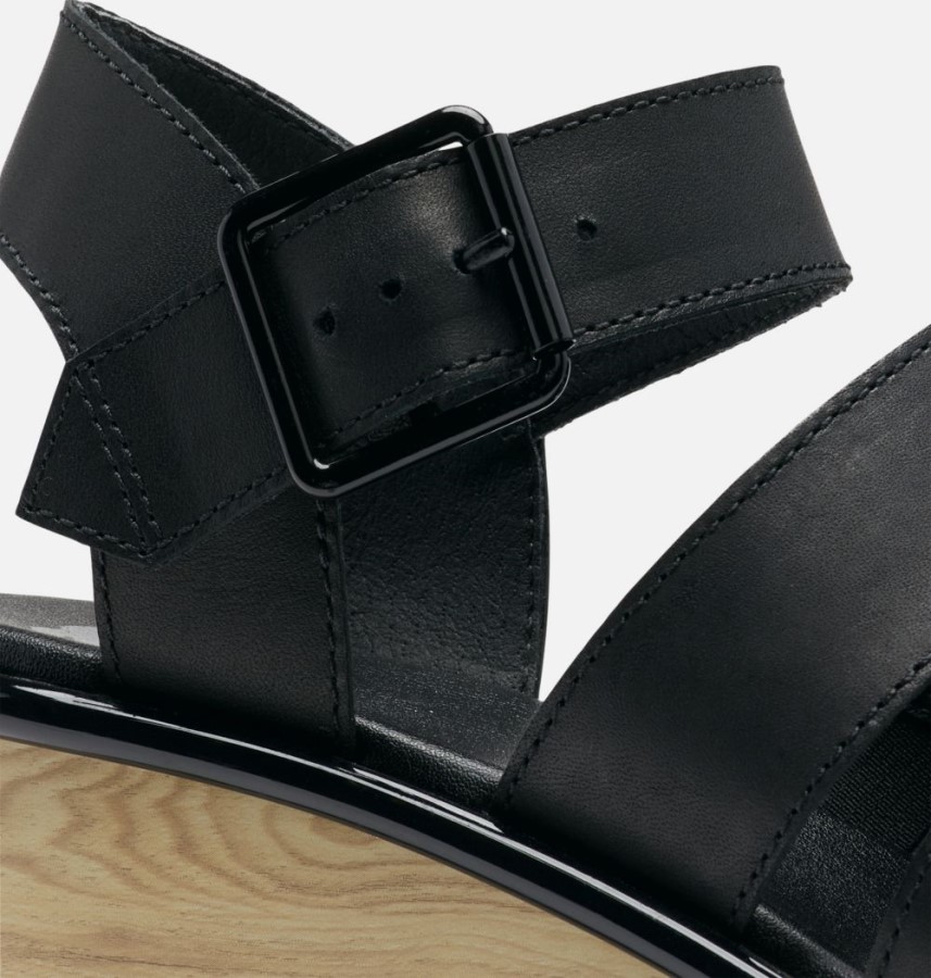 Women's Joanie Iii Ankle Strap Wedge Sandal Sorel Australia Black-Black