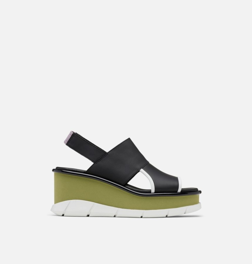 Women's Joanie Iii Slingback Wedge Sandal Black-Olive Shade Sorel Australia