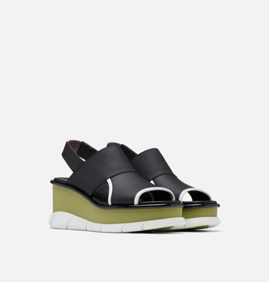 Women's Joanie Iii Slingback Wedge Sandal Black-Olive Shade Sorel Australia