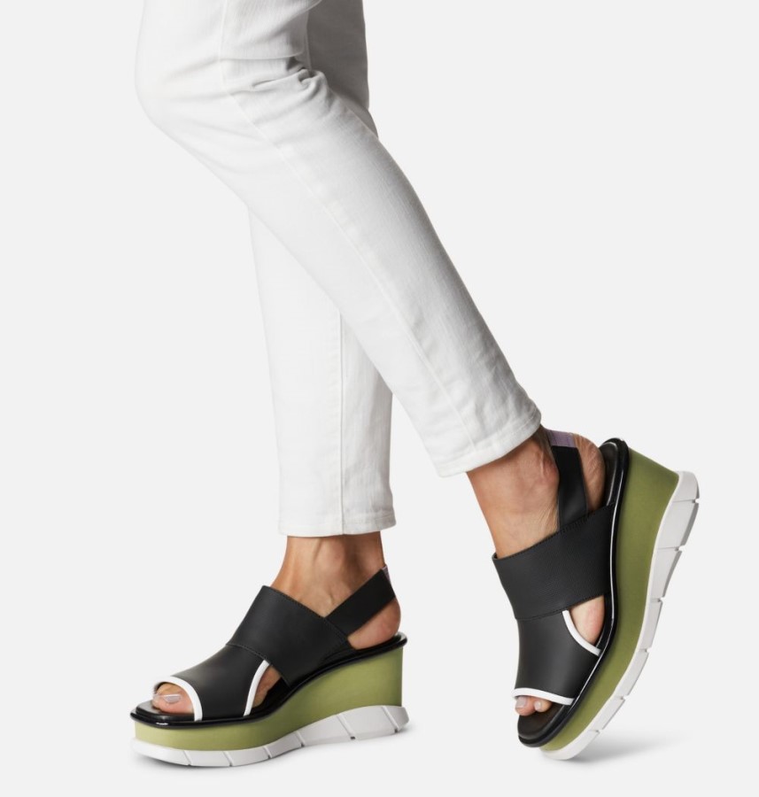 Women's Joanie Iii Slingback Wedge Sandal Black-Olive Shade Sorel Australia