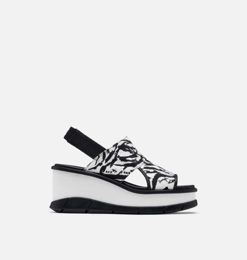 Women's Joanie Iii Slingback Wedge Sandal Sorel Australia White-Black