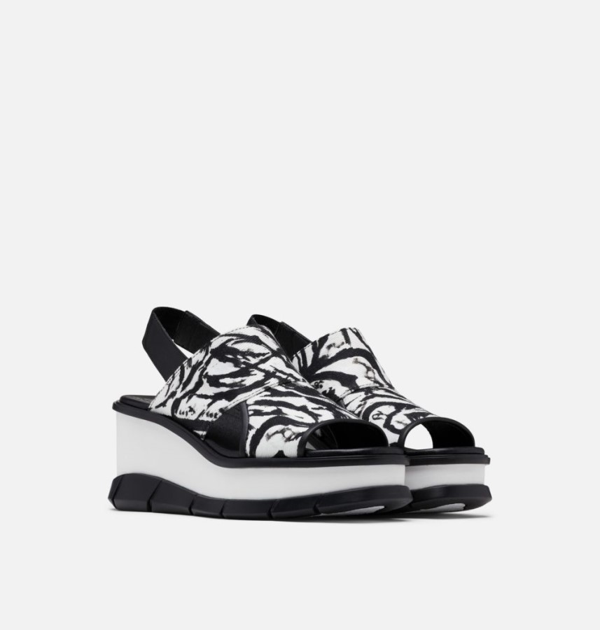 Women's Joanie Iii Slingback Wedge Sandal Sorel Australia White-Black