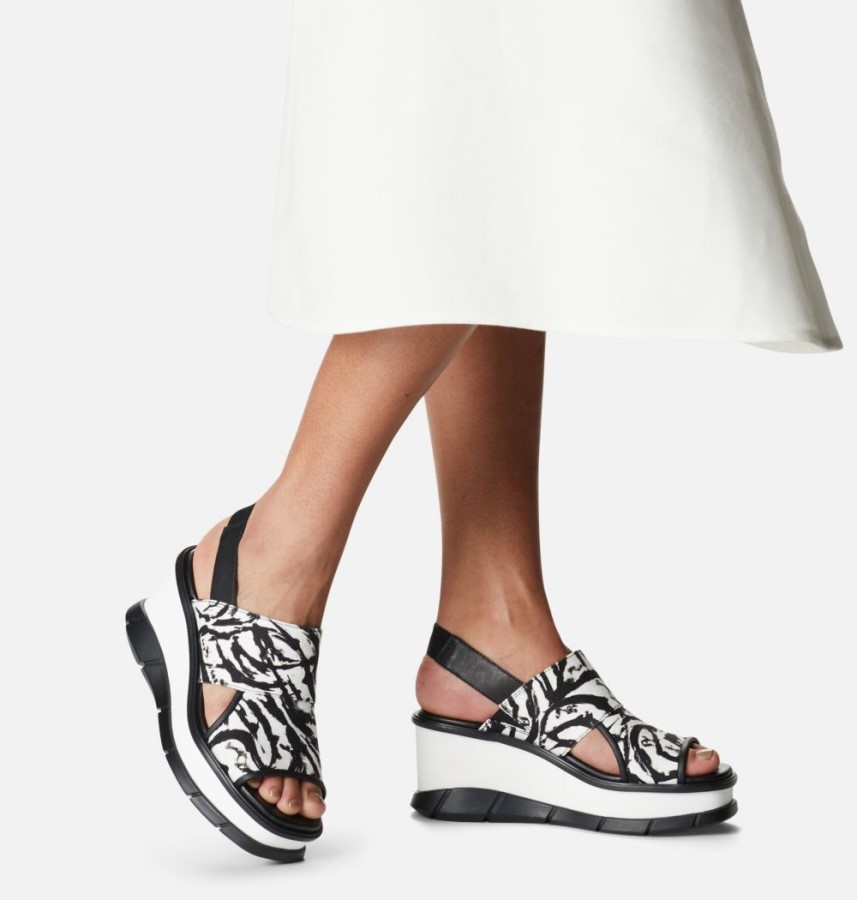 Women's Joanie Iii Slingback Wedge Sandal Sorel Australia White-Black