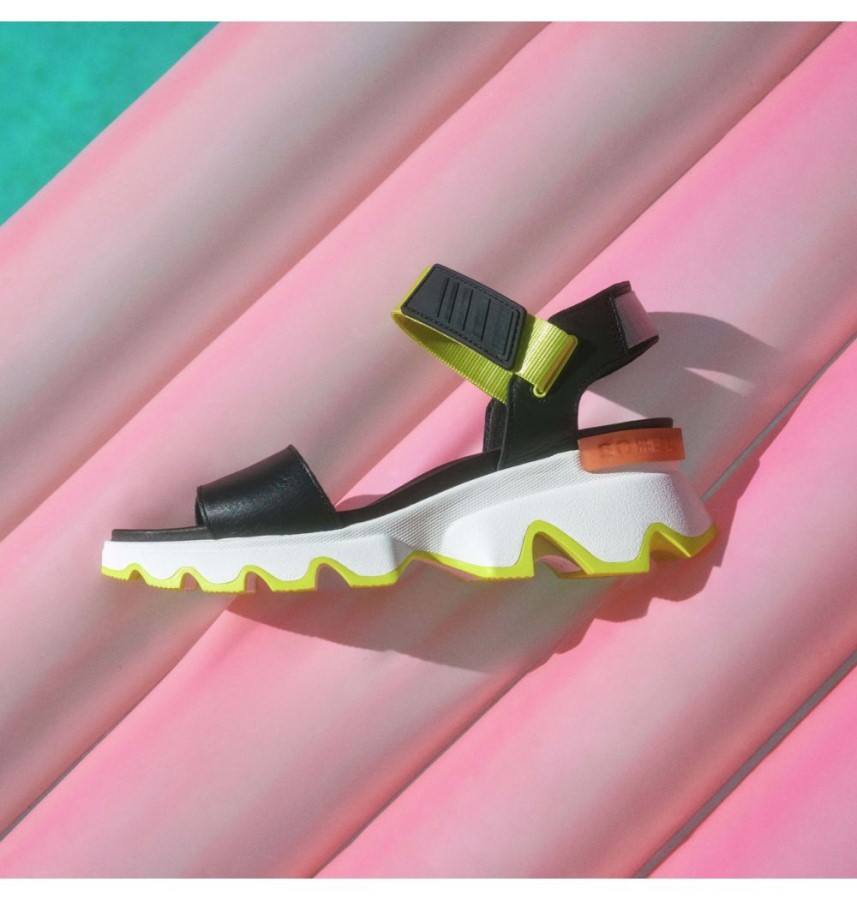 Women's Kinetic Sandal Black-Sea Salt Sorel Australia