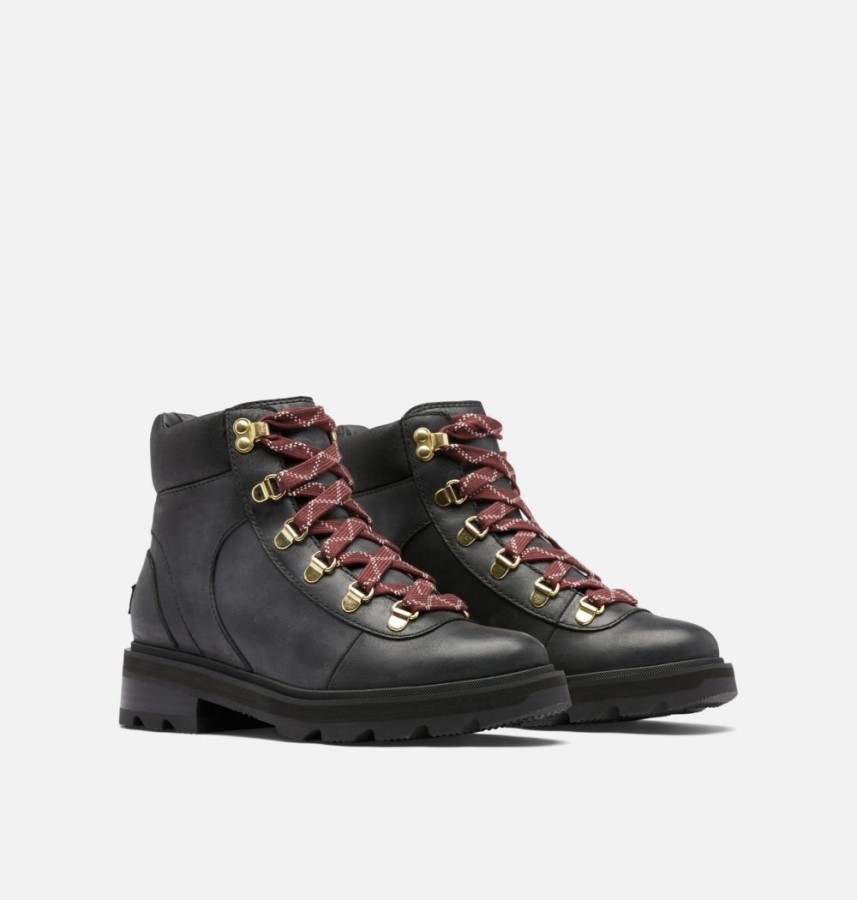 Women's Lennox Hiker Stkd Boot Black-Black Sorel Australia