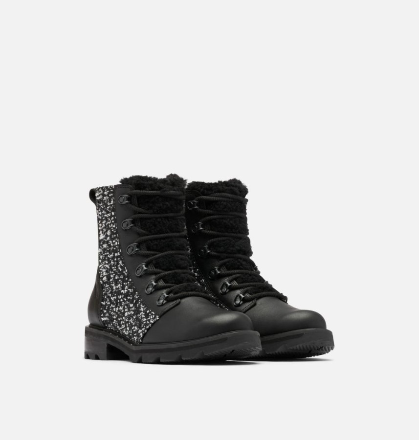 Women's Lennox Lace Cozy Bootie Black-Black Sorel Australia