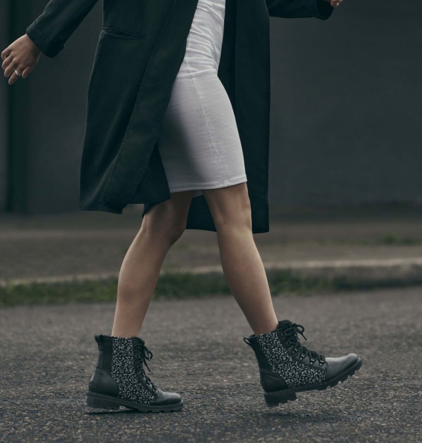 Women's Lennox Lace Cozy Bootie Black-Black Sorel Australia