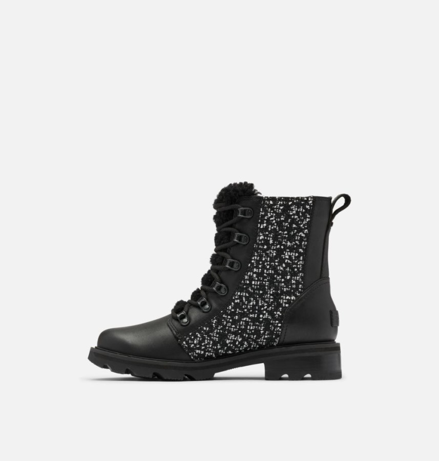 Women's Lennox Lace Cozy Bootie Black-Black Sorel Australia
