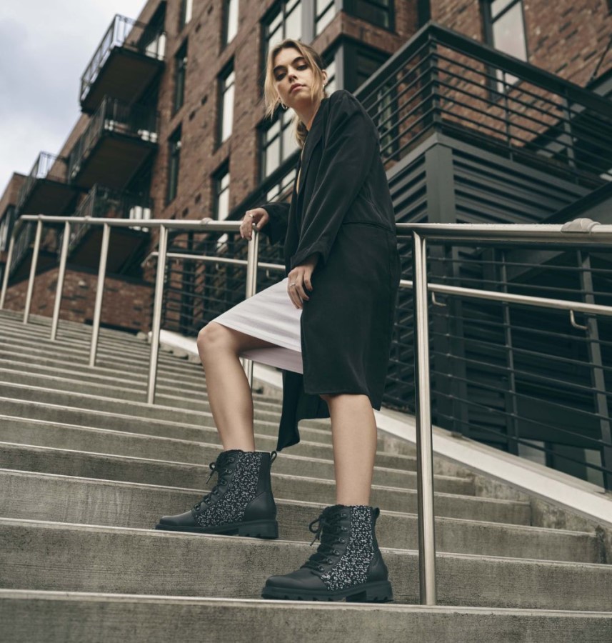 Women's Lennox Lace Cozy Bootie Black-Black Sorel Australia