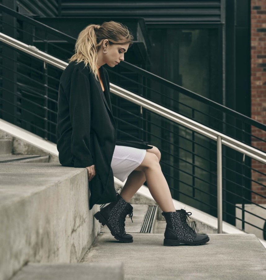 Women's Lennox Lace Cozy Bootie Black-Black Sorel Australia