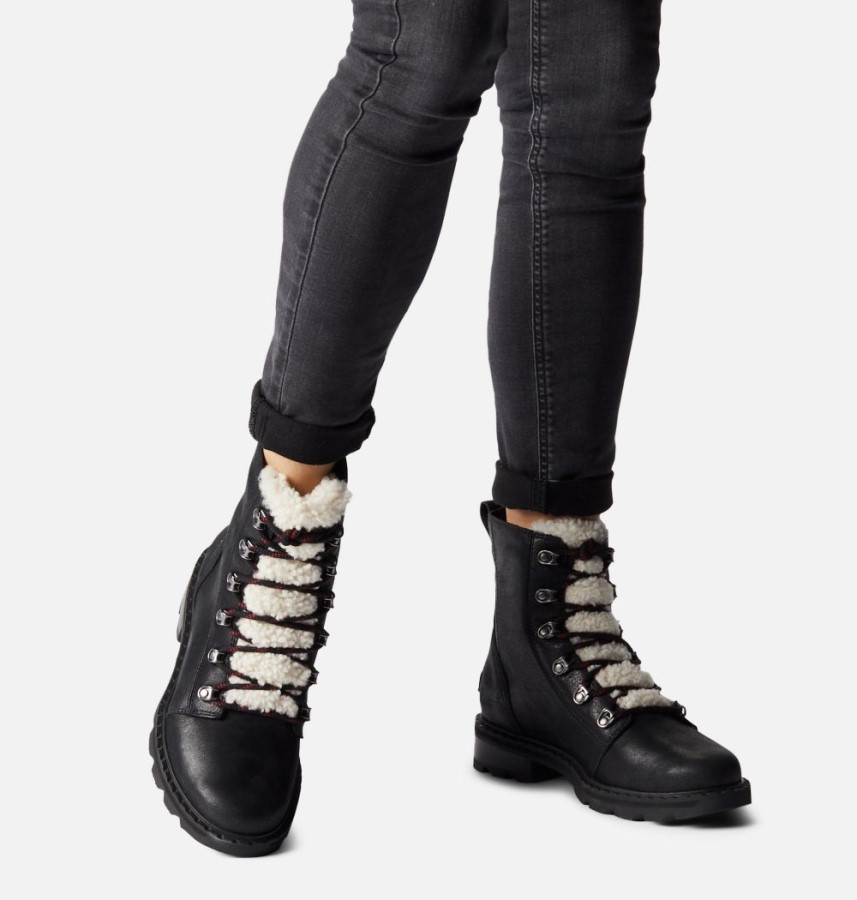 Women's Lennox Lace Cozy Bootie Sorel Australia Black-Nocturnal Red