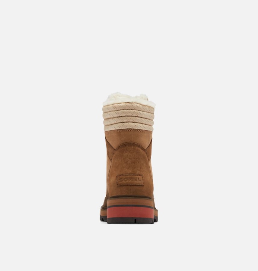 Women's Lennox Lace Cozy Stkd Boot Velvet Tan-Warp Red Sorel Australia