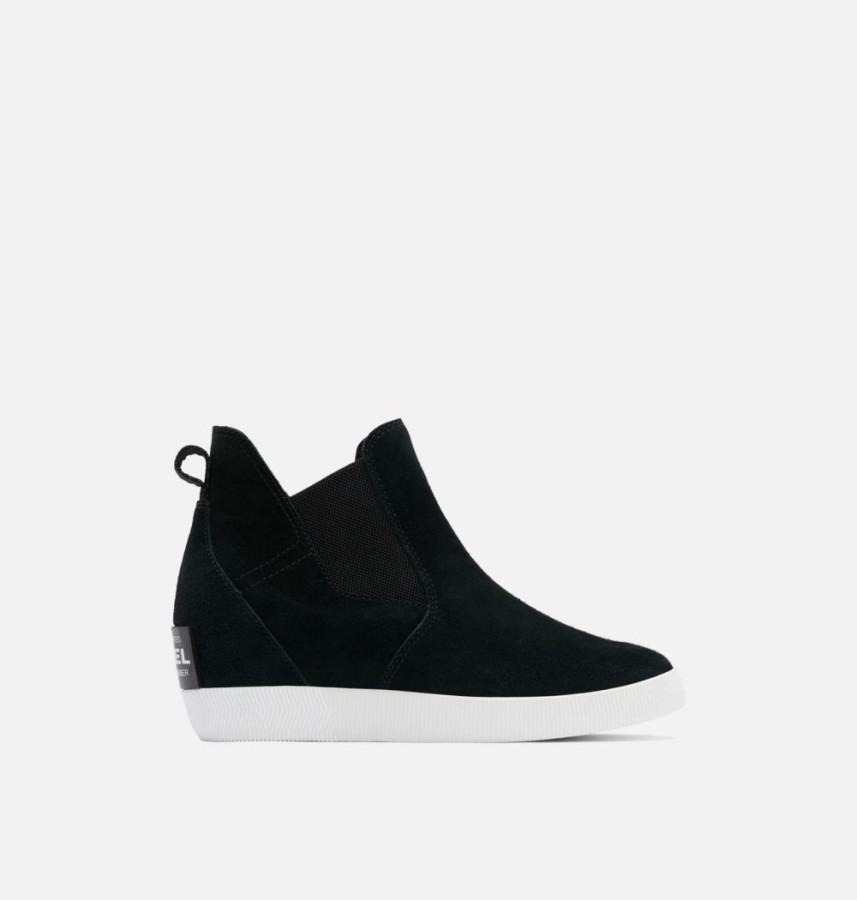 Women's Out N About Slip-On Wedge Bootie Black-White Sorel Australia