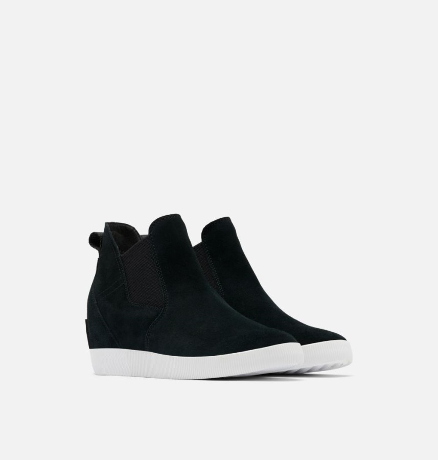 Women's Out N About Slip-On Wedge Bootie Black-White Sorel Australia