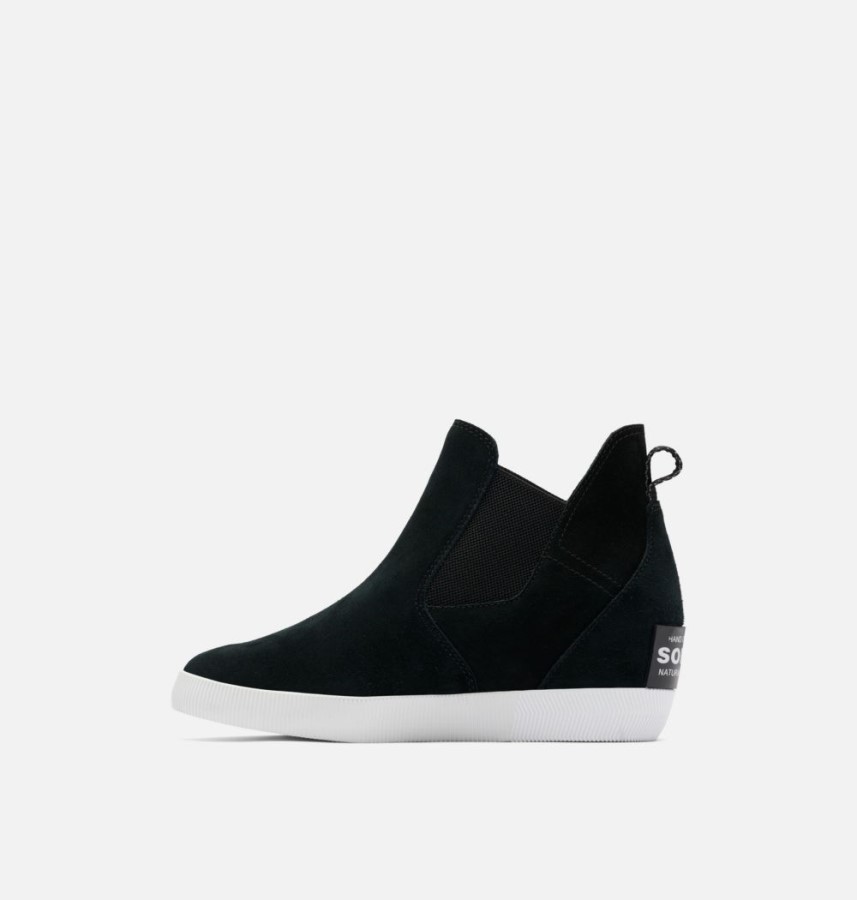 Women's Out N About Slip-On Wedge Bootie Black-White Sorel Australia