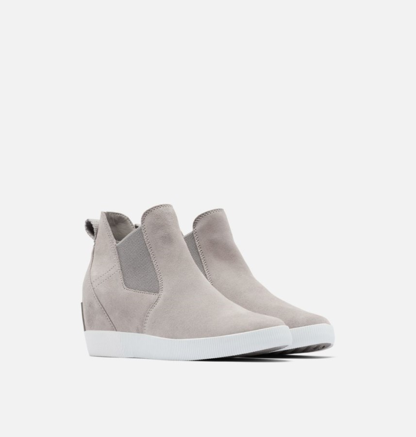 Women's Out N About Slip-On Wedge Bootie Sorel Australia Chrome Grey-White
