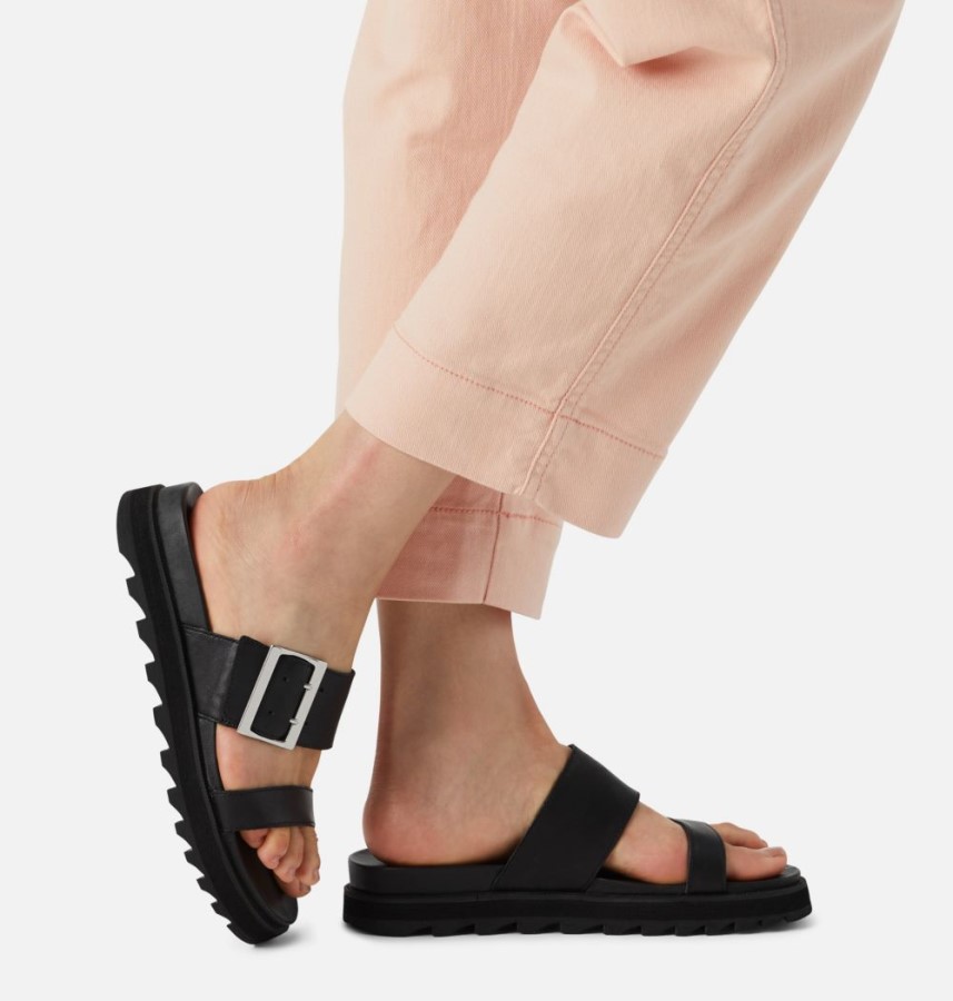 Women's Roaming Buckle Slide Sandal Sorel Australia Black