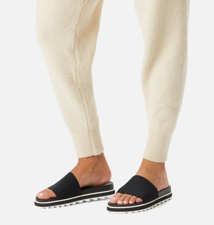 Women's Roaming Easy Slide Sandal Black-Sea Salt Sorel Australia