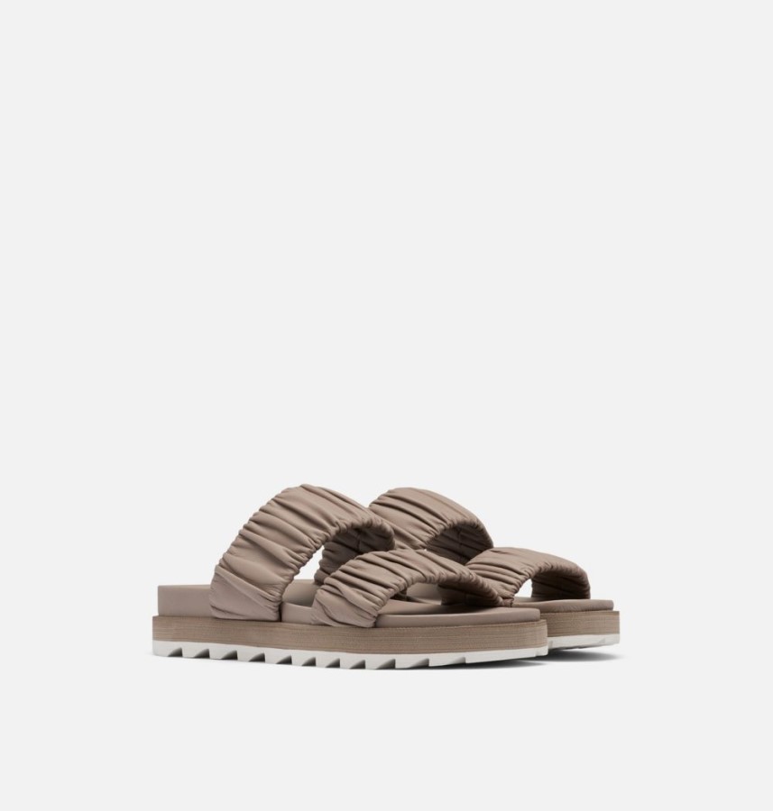 Women's Roaming Two Strap Slide Flat Sandal Omega Taupe-Chalk Sorel Australia