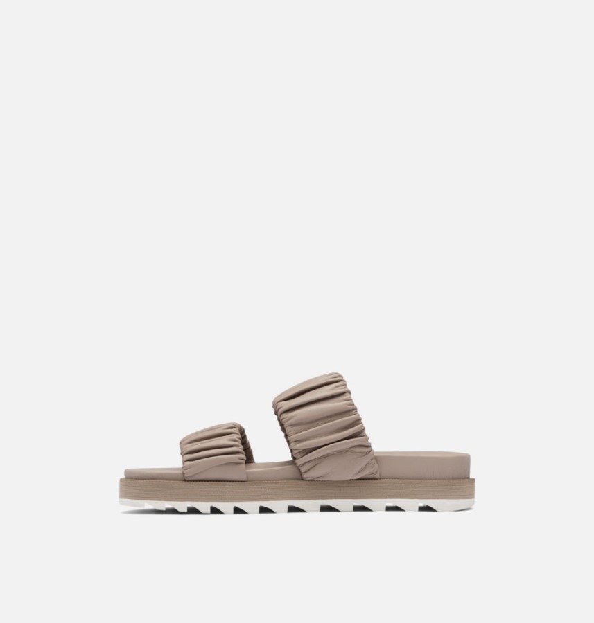 Women's Roaming Two Strap Slide Flat Sandal Omega Taupe-Chalk Sorel Australia