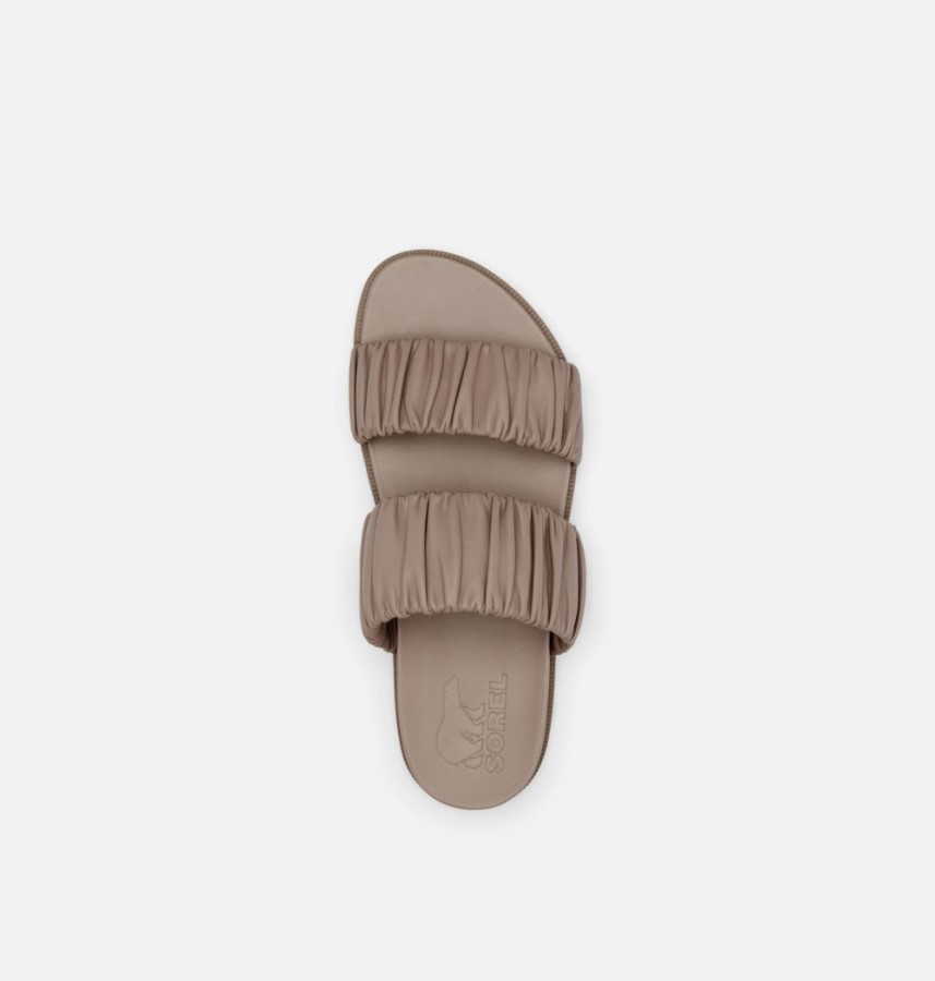 Women's Roaming Two Strap Slide Flat Sandal Omega Taupe-Chalk Sorel Australia