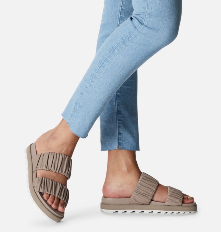 Women's Roaming Two Strap Slide Flat Sandal Omega Taupe-Chalk Sorel Australia