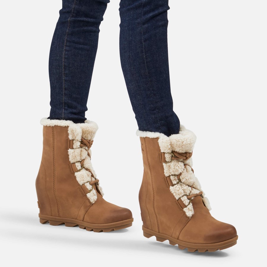 Womens Joan Of Arctic Wedge Ii Shearling Wedge Heel Ankle Boots Sorel Australia Velvet Tan
