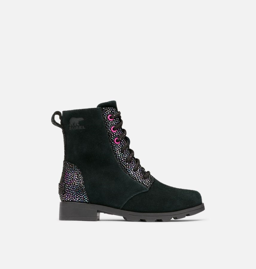 Youth Emelie Lace Bootie Black-Bright Lavender Sorel Australia