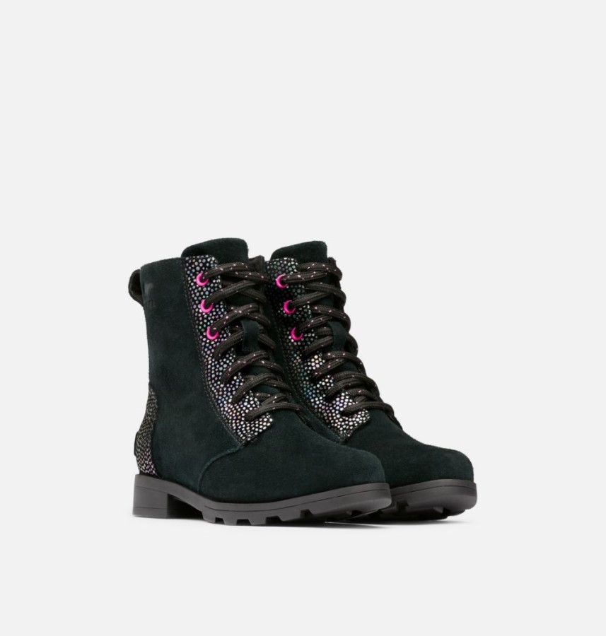 Youth Emelie Lace Bootie Black-Bright Lavender Sorel Australia