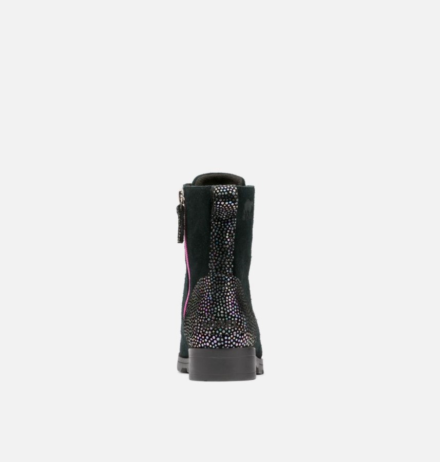 Youth Emelie Lace Bootie Black-Bright Lavender Sorel Australia