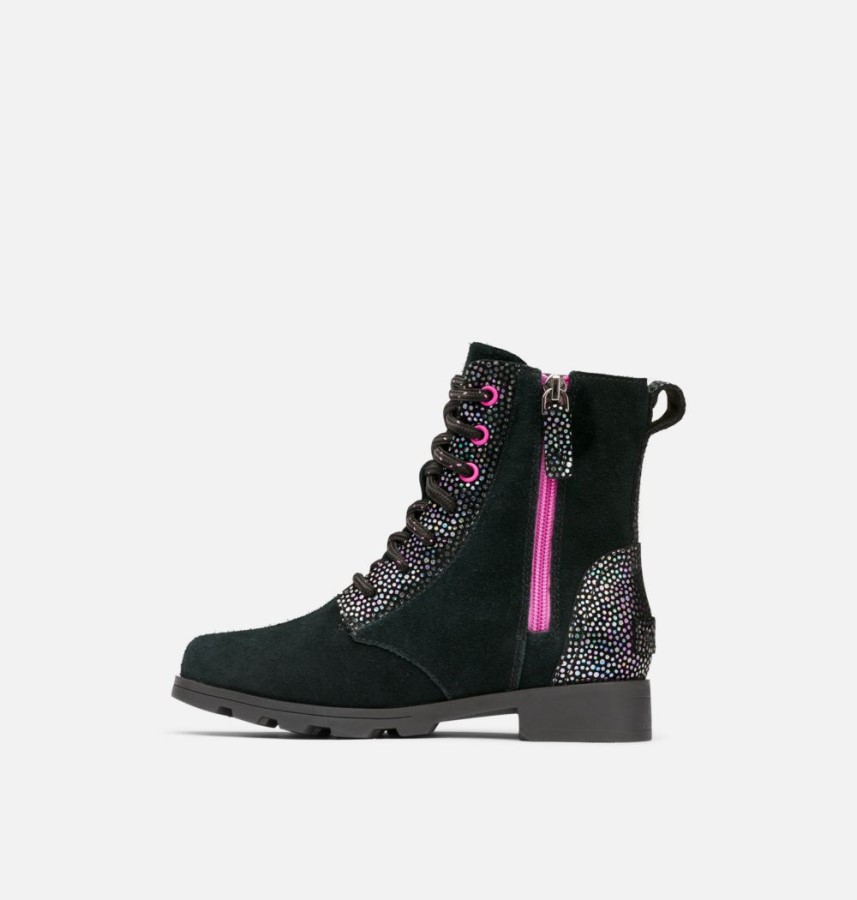 Youth Emelie Lace Bootie Black-Bright Lavender Sorel Australia