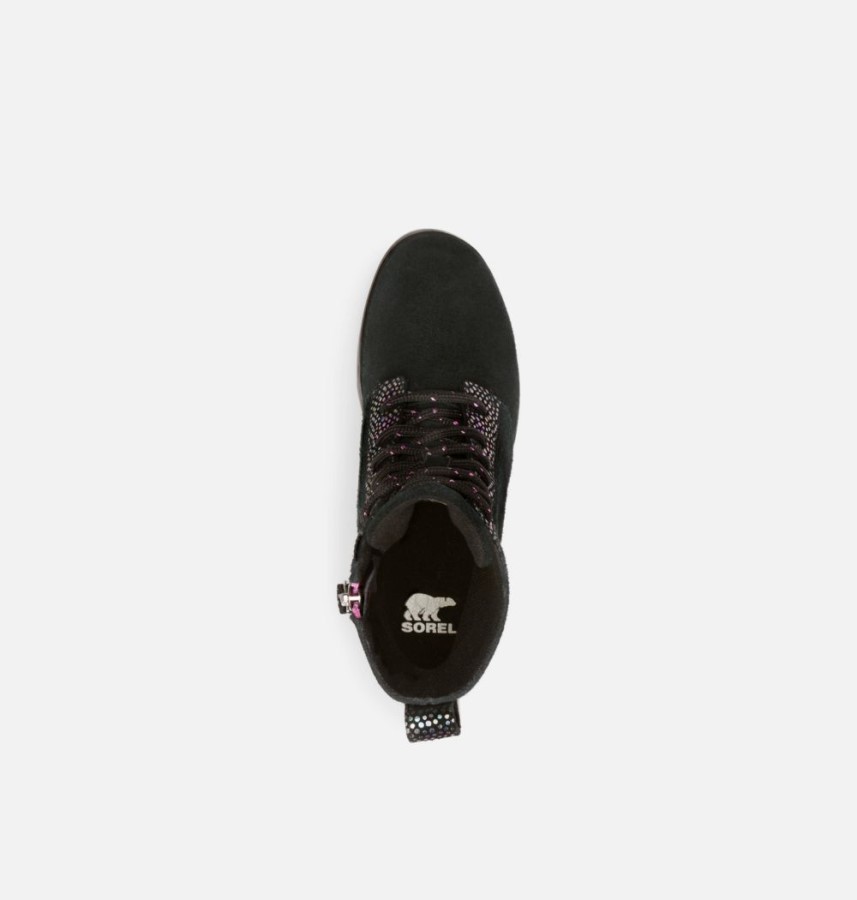 Youth Emelie Lace Bootie Black-Bright Lavender Sorel Australia