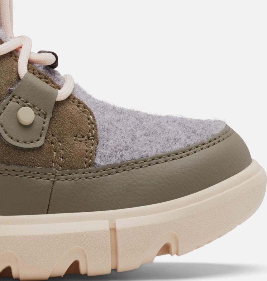 Youth Explorer Lace Winter Boot Sorel Australia Stone Green-White Peach